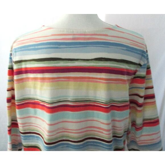 Christopher & Banks Women's Petite Multi Color Striped 3/4 Sleeve Shirt Size PXL - Picture 6 of 11